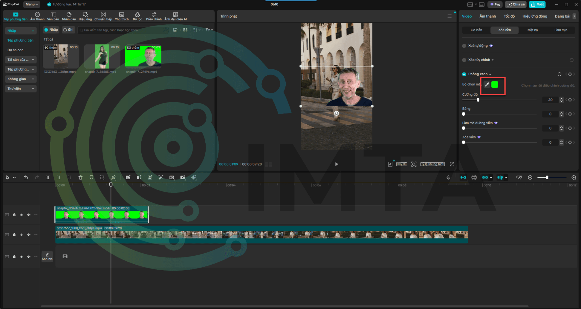 Capcut nhận diện màu cần xóa