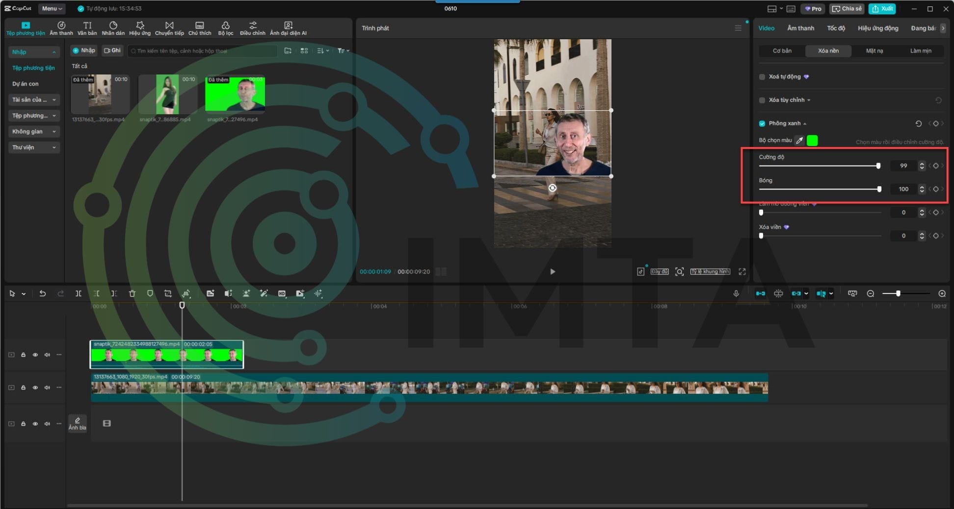Tùy chỉnh "Cường độ" và "Độ bóng" khi xóa phông