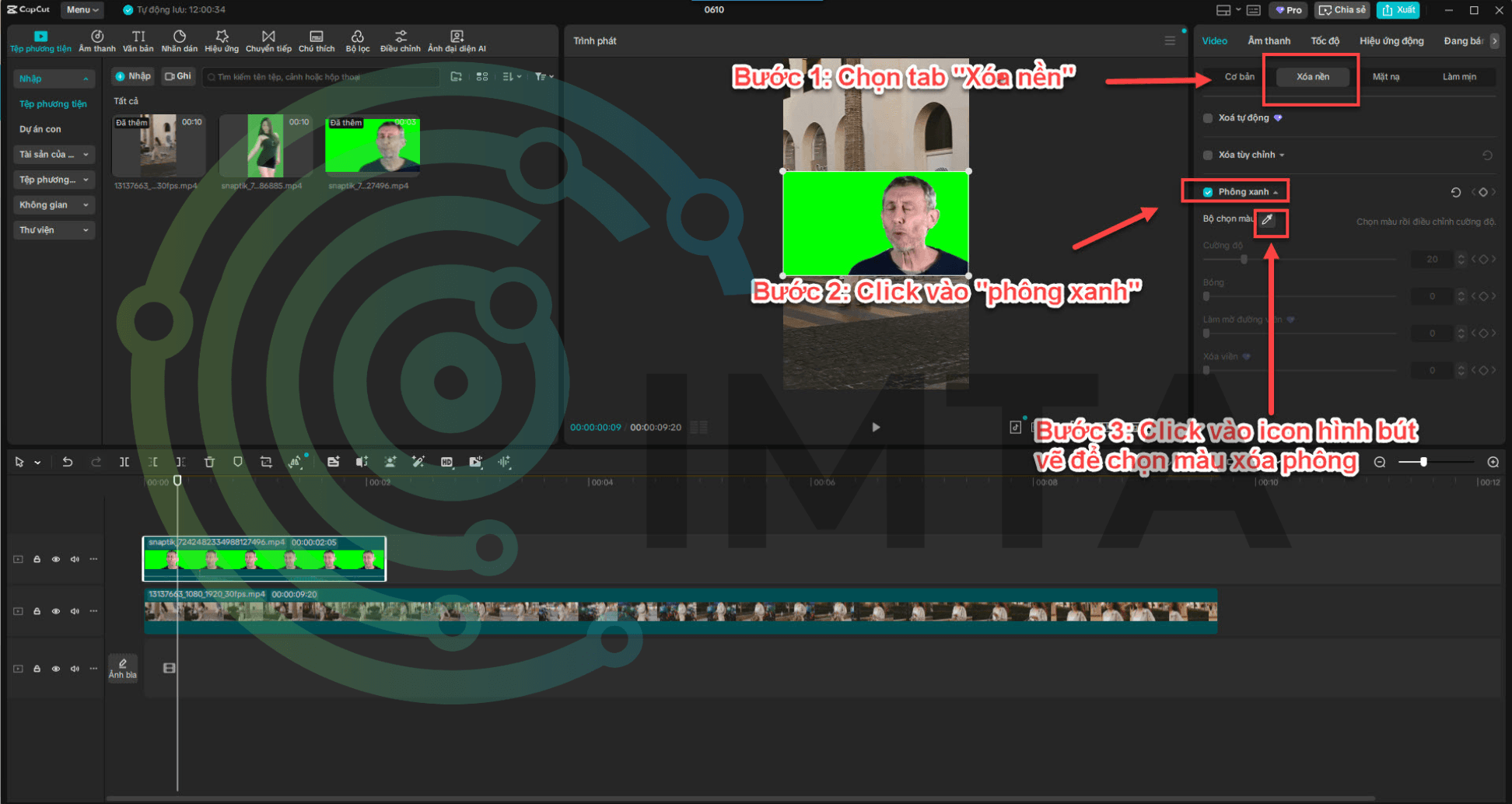 Chọn vào icon "hình bút vẽ" để chọn màu cần xóa"