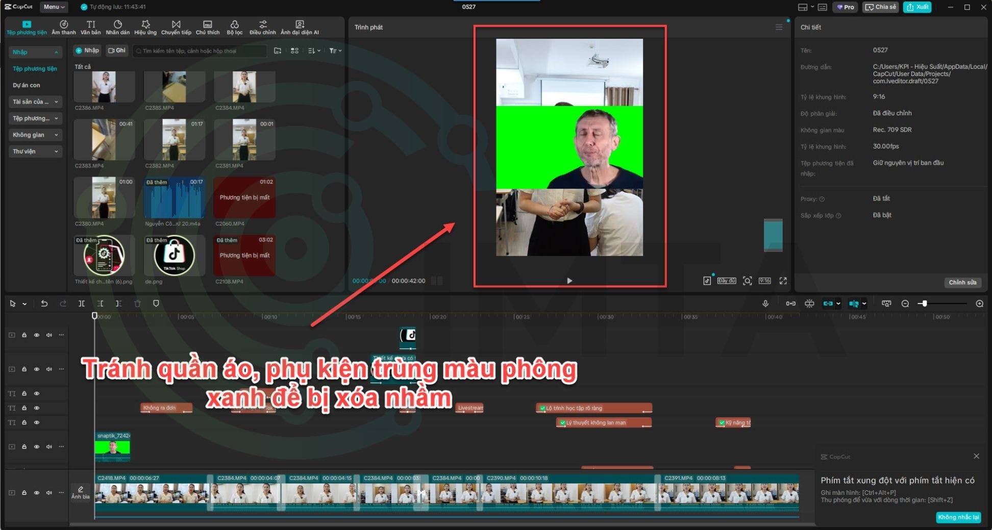 Tránh quần áo, phụ kiện trùng màu phông xanh để bị xóa nhầm