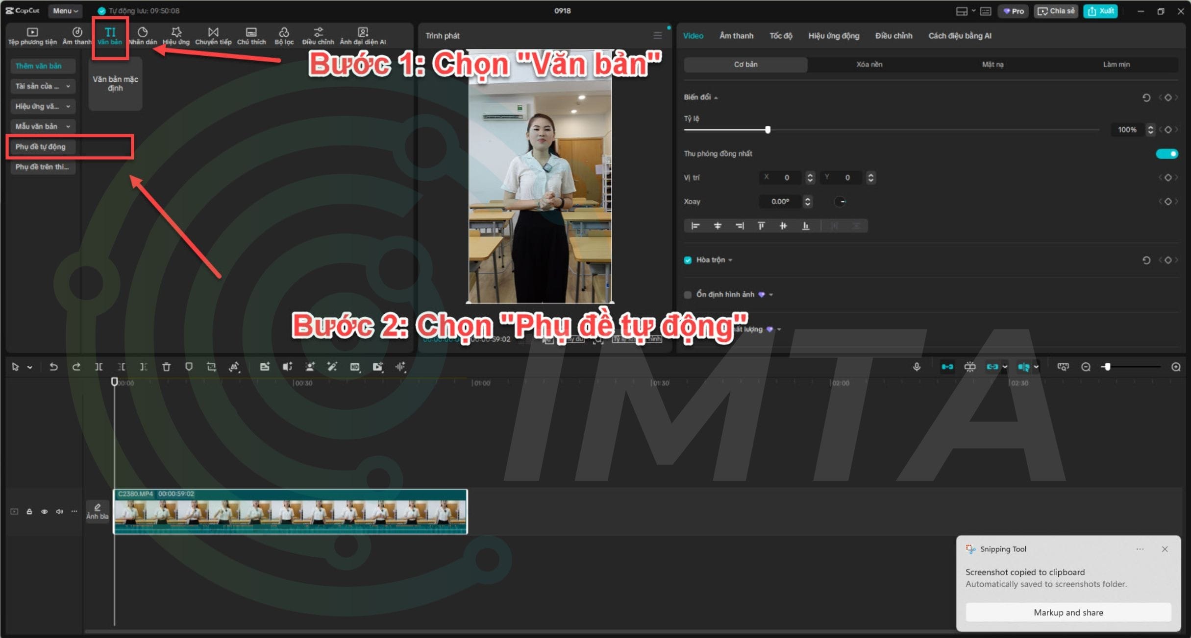 Tạo phụ đề tự động trên ứng dụng Capcut PC