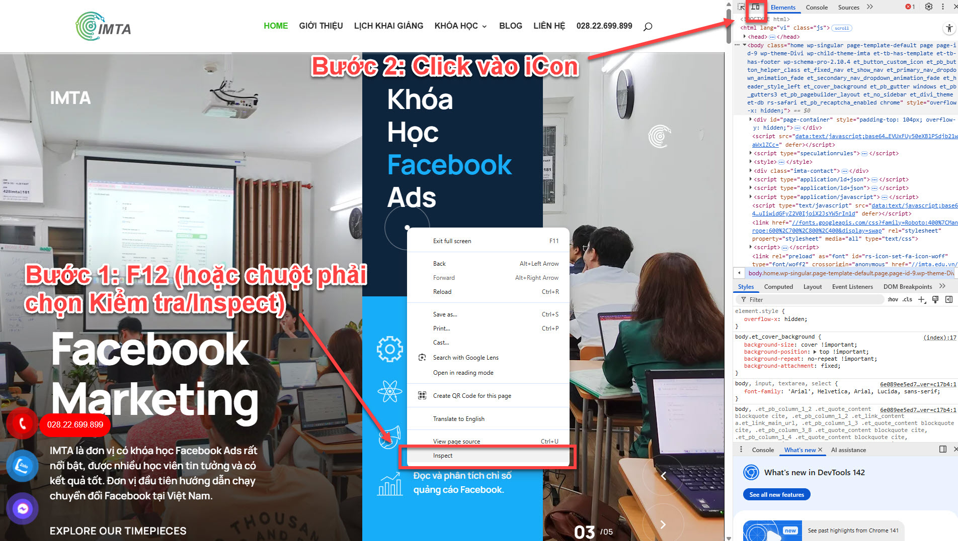 F12 và chọn "Inspect", sau đó chọn Logo như trên hình