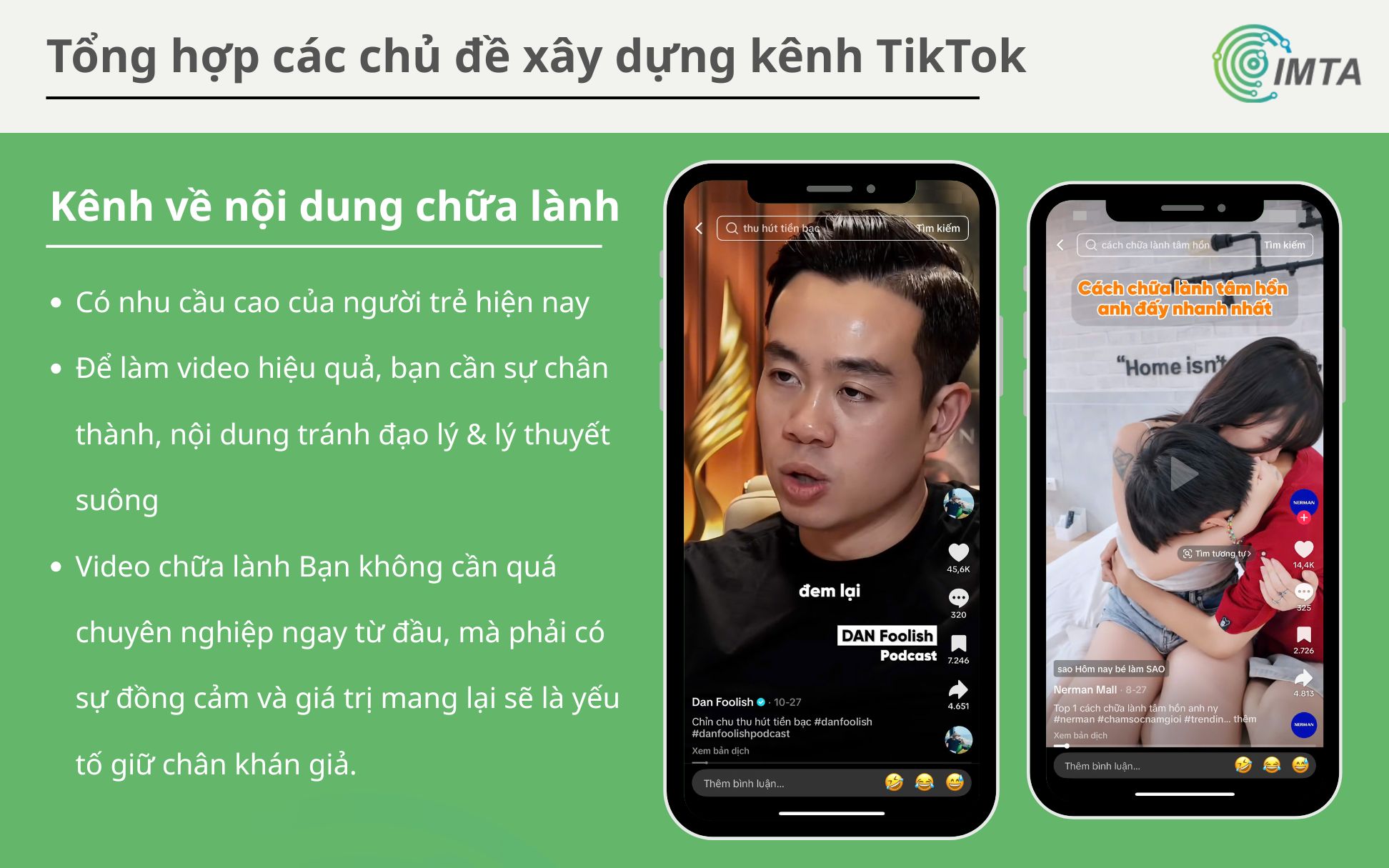 Làm kênh TikTok về nội dung chữa lành & phát triển bản thân