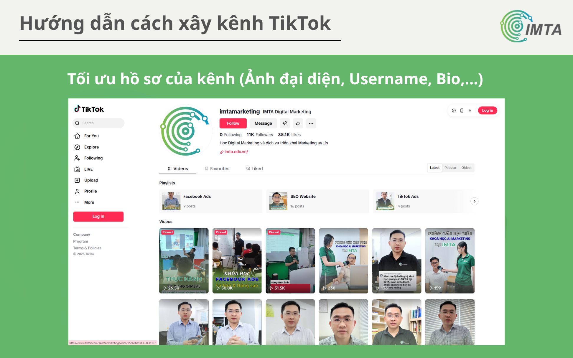 Tối ưu hồ sơ của kênh (Ảnh đại diện, Username, Bio,...)
