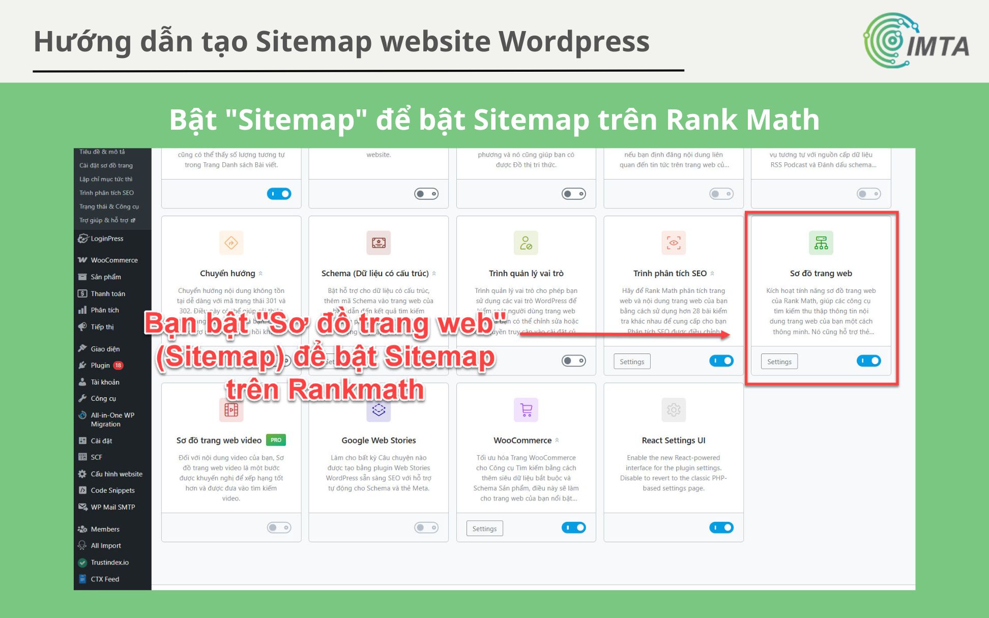 Bật tính năng Sơ đồ trang web (Sitemap) trên Rank Math