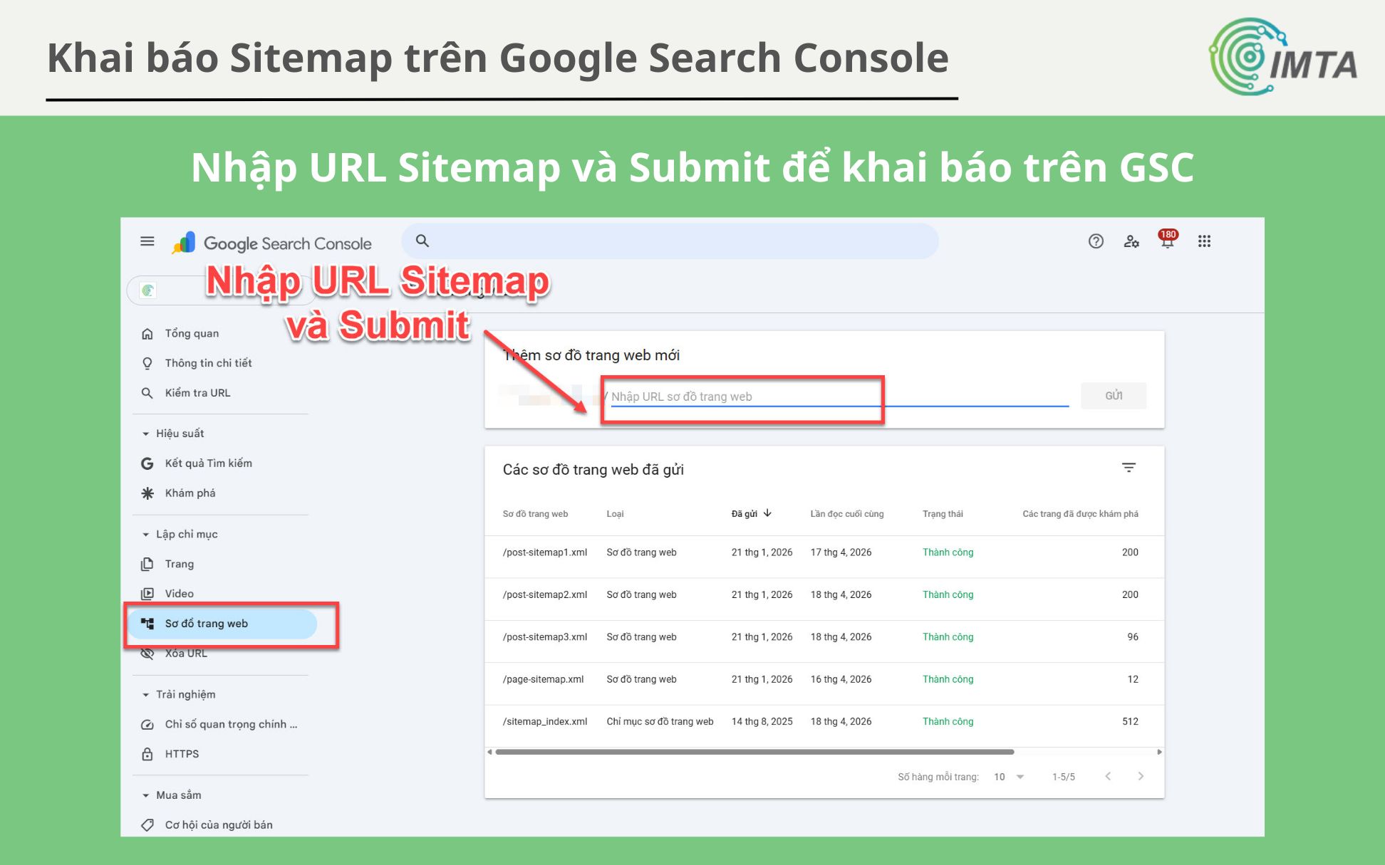 khai báo Sitemap trên Google Search Console