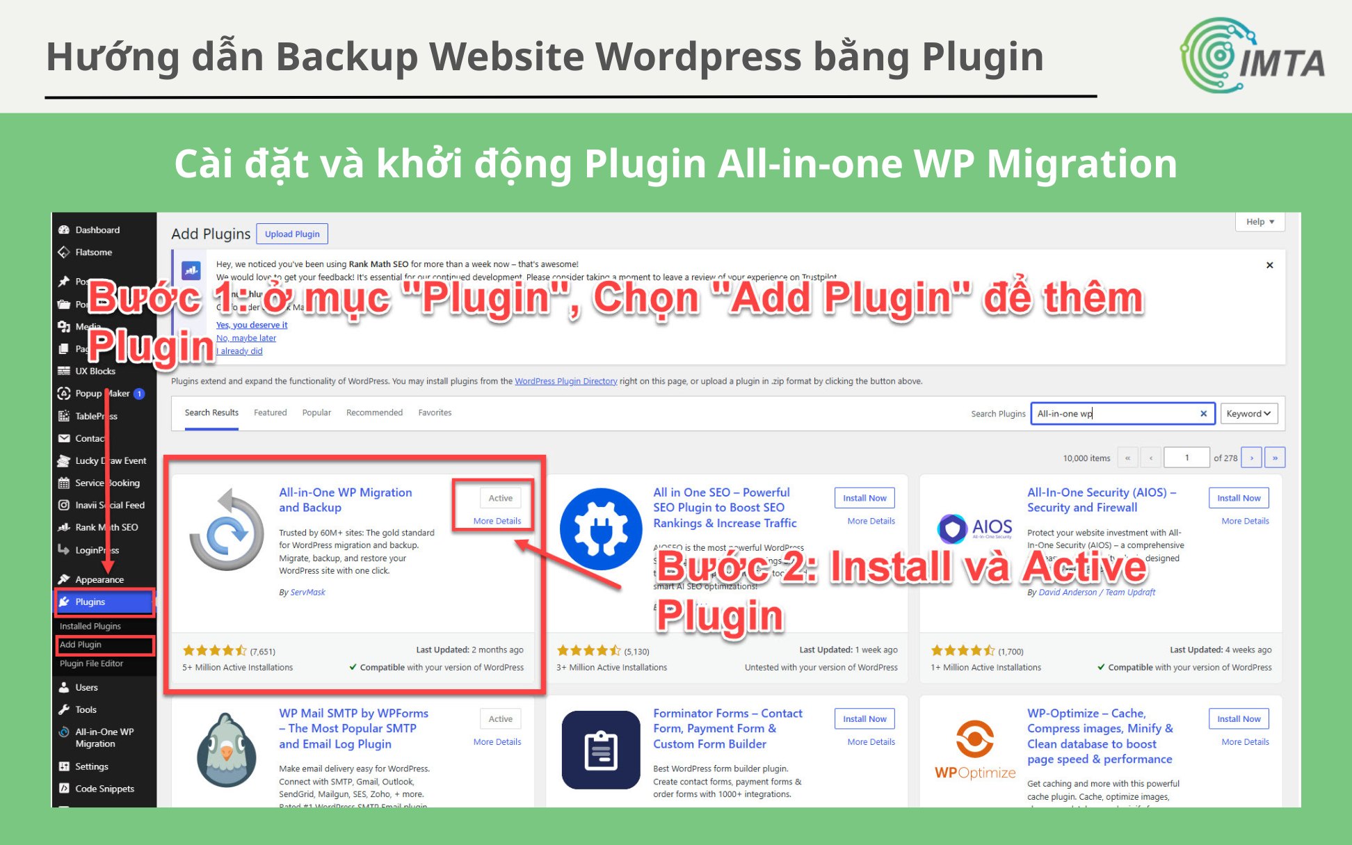 Cài đặt plugin All-in-One WP Migration