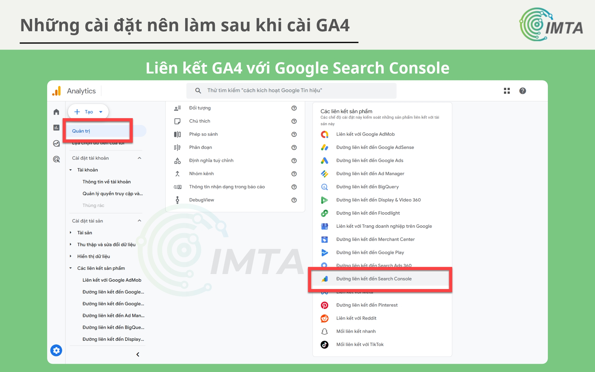 Liên kết GA4 với Google Search Console