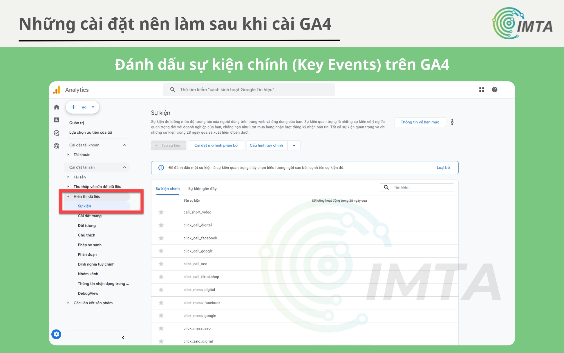 Đánh dấu sự kiện chính (Key Events) trên GA4