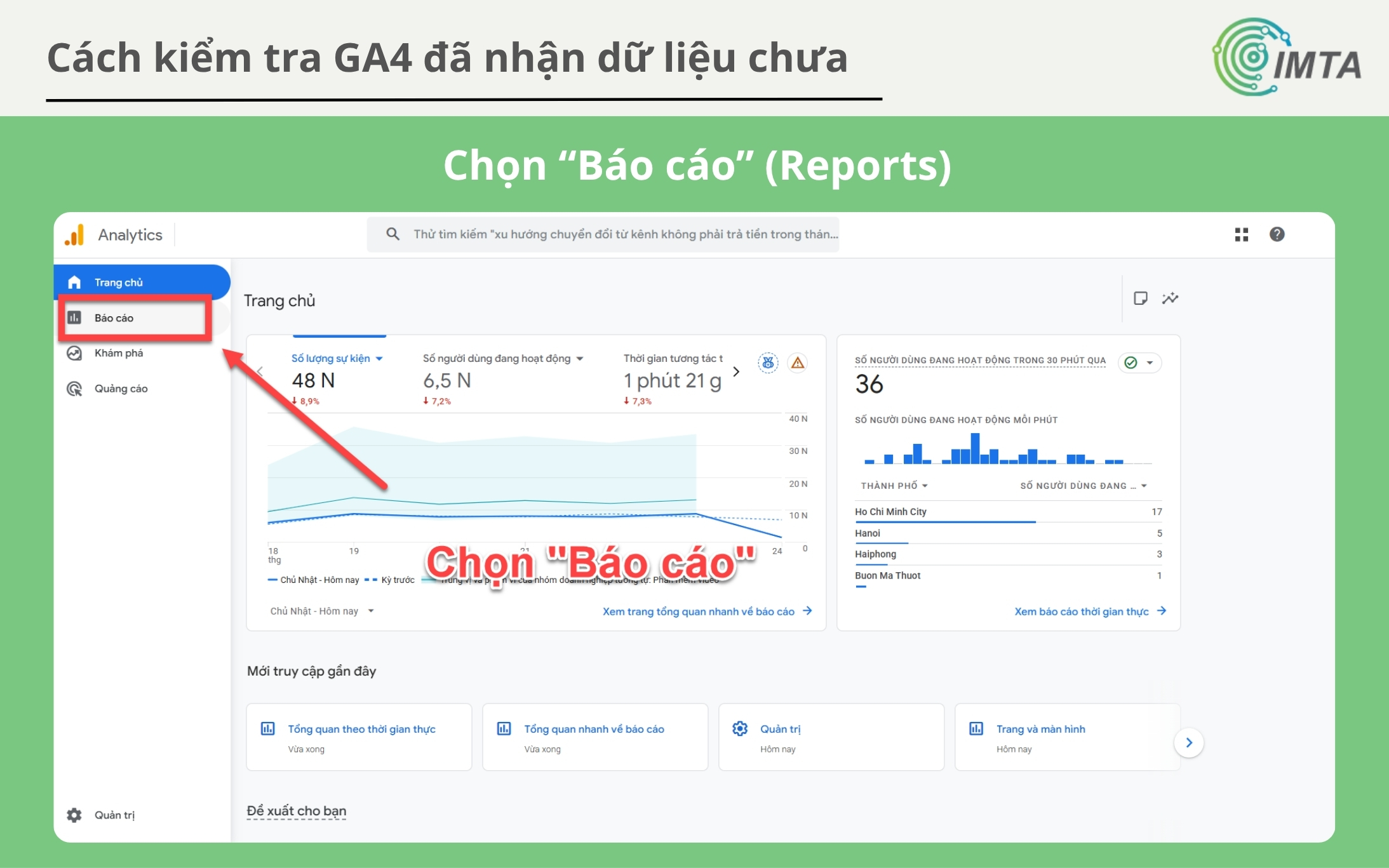 Chọn mục "Báo cáo"