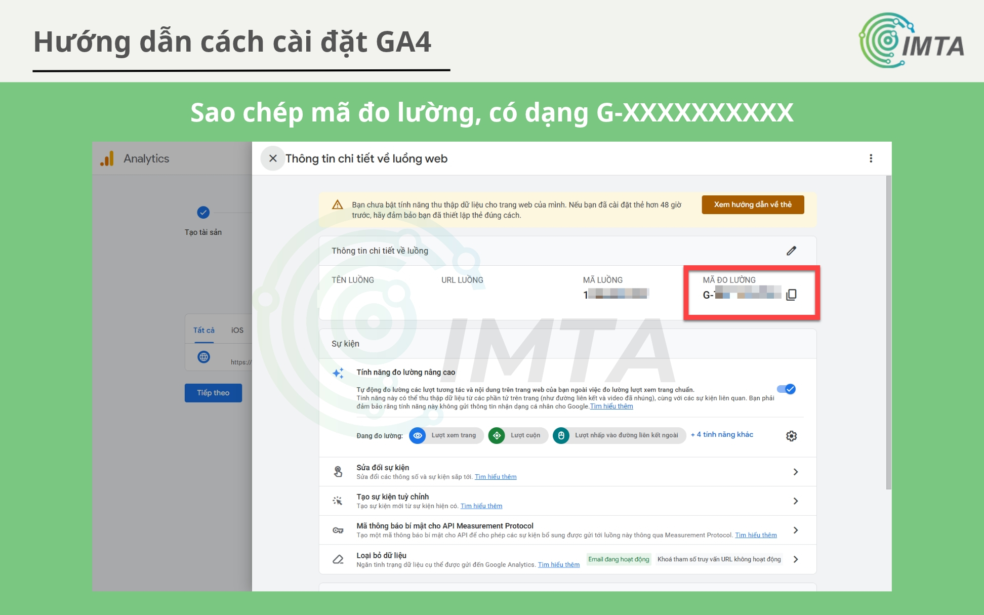 Sao chép mã đo lường để cài đặt GA4