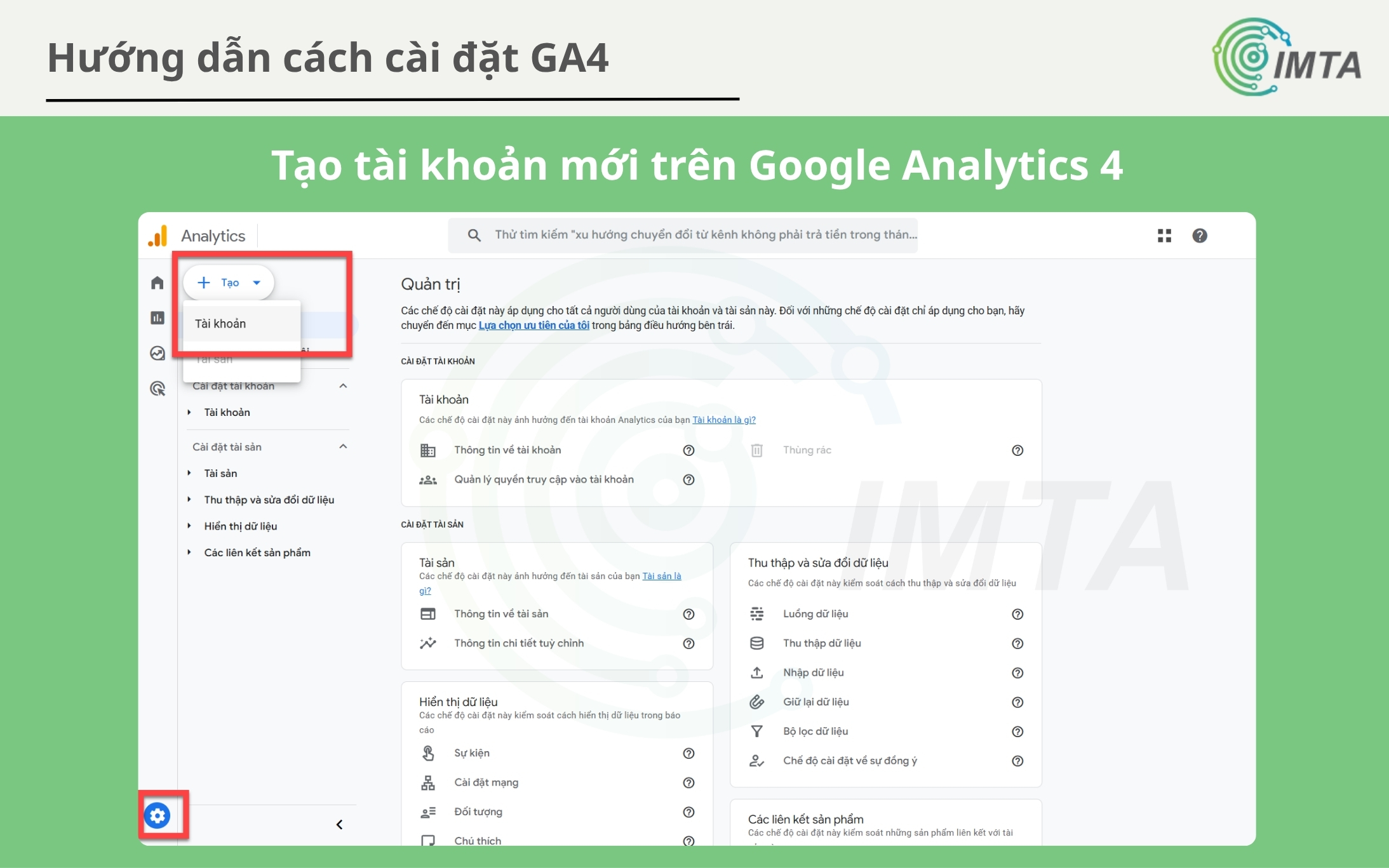Tạo tài khoản mới trên GA4