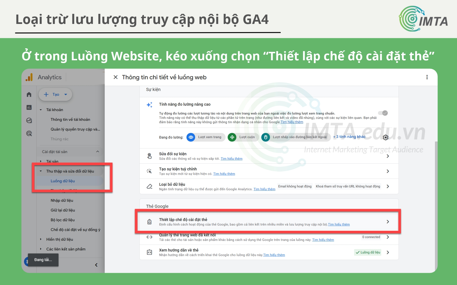 Chọn “Settings”. Ở mục "Thu thập và sửa đổi dữ liệu", chọn "Luồng dữ liệu"